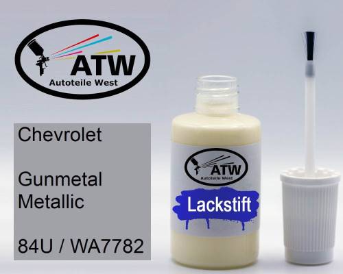 Chevrolet, Gunmetal Metallic, 84U / WA7782: 20ml Lackstift, von ATW Autoteile West.